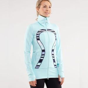 Lululemon In Stride Jacket Discover Stripe Aquamarine Navy Blue 4